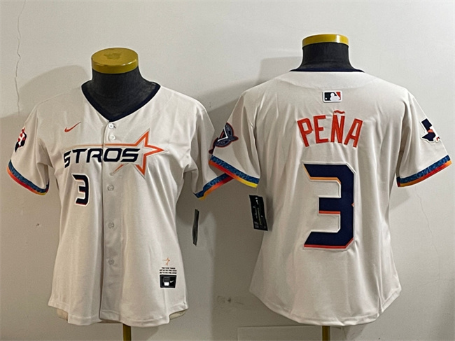 Youth Houston Astros #3 Jeremy Peña Cream 2025 City Connect With Texas Patch Limited Stitched Baseball Jersey